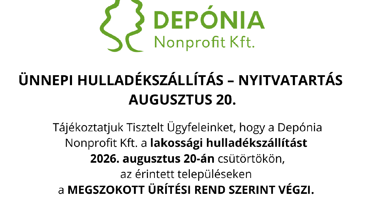 Augusztus 20-án is a megszokott rend szerint viszik el a hulladékot