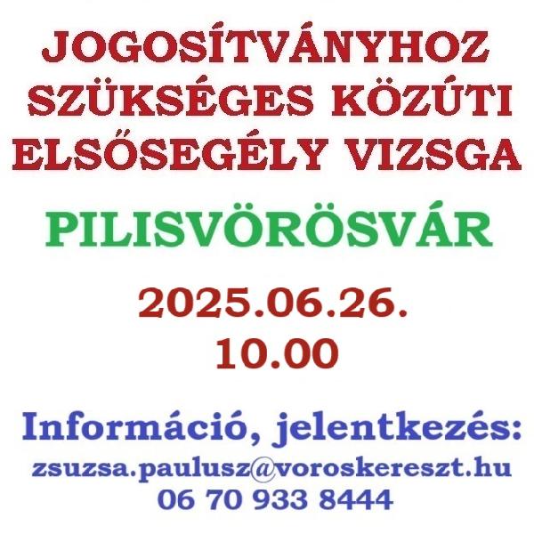 Jogosítványhoz szükséges közúti elsősegély vizsgát tartanak Pilisvörösváron
