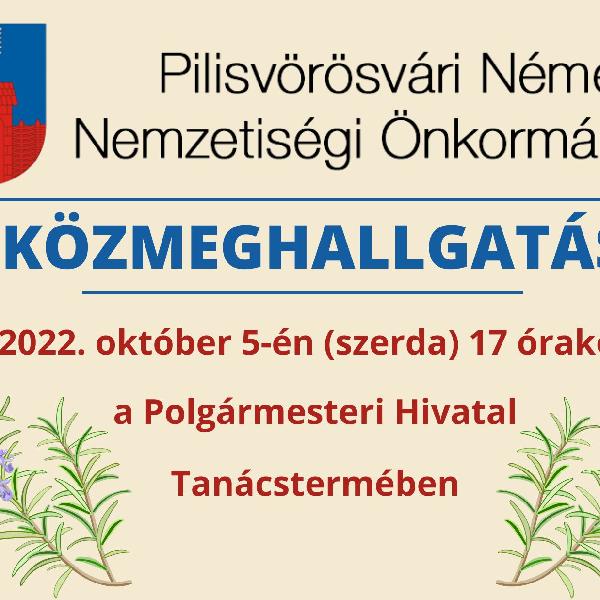 Közmeghallgatást tart a A Pilisvörösvári Német Nemzetiségi Önkormányzat